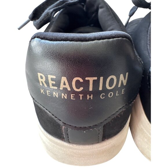 Kenneth Cole Reaction Mens Black Suede Sneakers with Perforated Design & White S - Picture 6 of 10